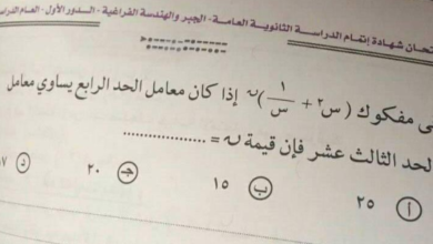 نموذج إجابة امتحان الجبر والهندسة الفراغية.. وتوزيع درجات الجبر والهندسة الفراغية للثانوية العامة 2020